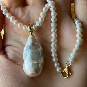 White Baroque Pearl Freshwater Pearl Sterling Silver Necklace